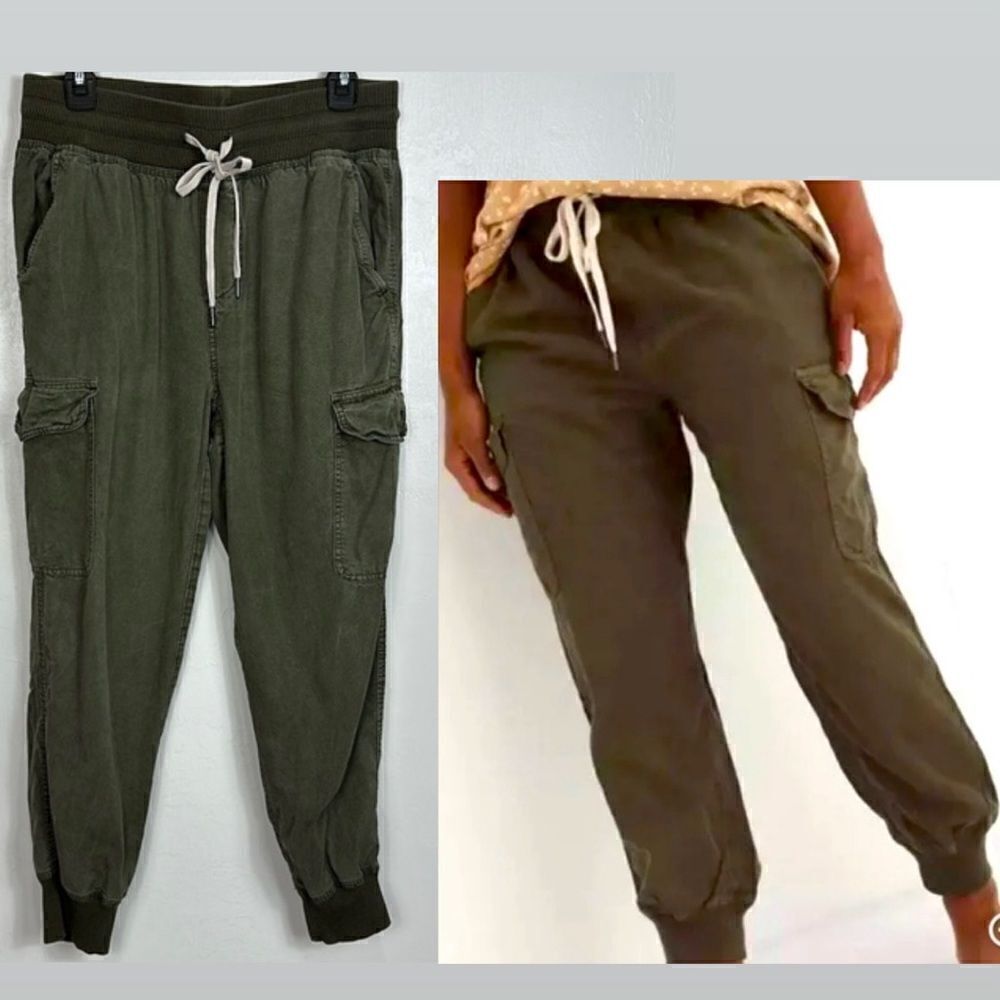 Aerie Green Drawstring Waist High Rise Cargo Jogger Pants Size M